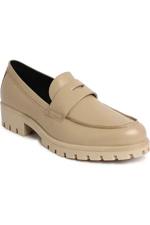 Ecco Women Modtray Beige Leather Regular Loafers