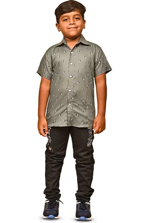 Babywish Boys Standard Spread Collar Conversational Printed Cotton Casual Shirt
