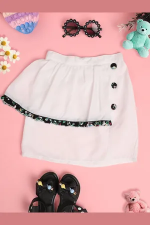 Cutiekins Girls Linen Above Knee Slip On Skirt