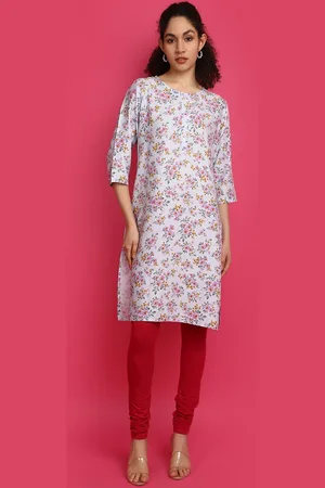 V-Mart Round Neck Floral Printed Straight Kurta