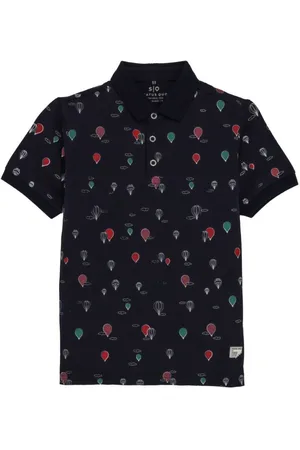 Status Quo Boys Printed Polo Collar Bohemian Pockets T-shirt