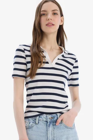 DeFacto Women Striped V-Neck T-shirt