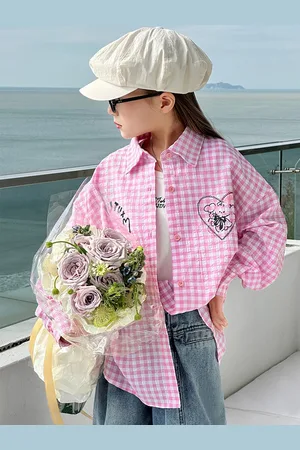 LULU & SKY Girls Opaque Checked Casual Shirt