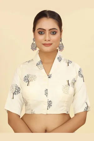 SHOPGARB Foil Worked Cotton Saree Blouse