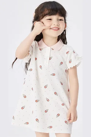 LULU & SKY Girls Printed Shirt Collar A-Line Mini Dress