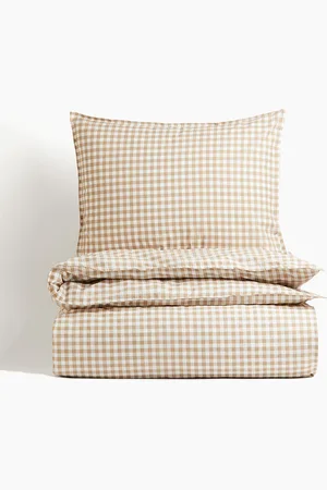 H&M Brown Patterned Pure Cotton Single Duvet Cover Set
