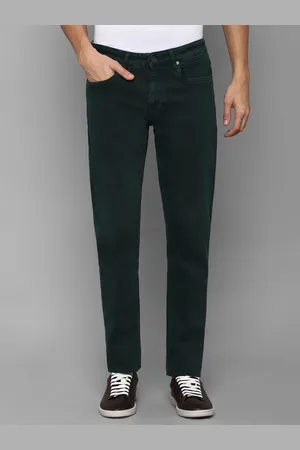 Louis Philippe Men Green Cotton Slim Fit Jeans