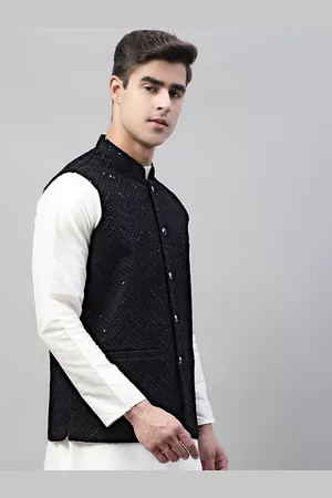 Jompers Mandarin Collar Embroidered Sequins Nehru Jacket
