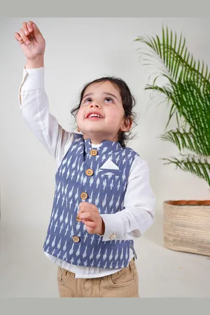 Tiber Taber Boys Woven Design Cotton Waistcoat
