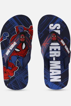 Kidsville Boys Navy Blue & White Spiderman Printed Room Slippers
