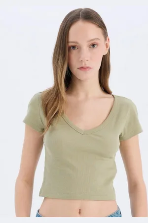 DeFacto Women V-Neck Pockets T-shirt
