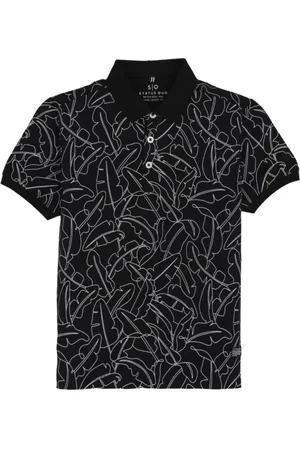 Status Quo Boys Printed Polo Collar Tropical Pockets T-shirt