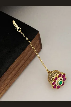 ATIBELLE Gold-Plated Kundan Studded Maang Tikka Head Jewellery