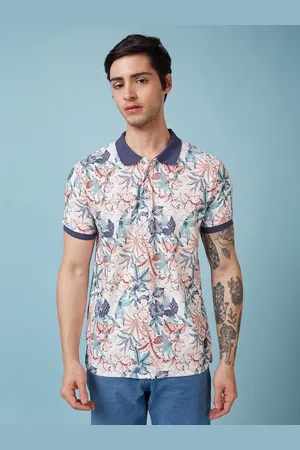 Status Quo Men Floral Printed Polo Collar Regular Fit T-shirt