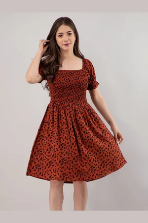 all about you Animal Print Puff Sleeve Fit & Flare Dress