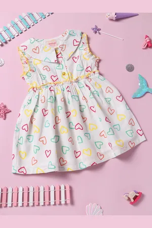 Nauti Nati Girls Printed Peter Pan Collar Cotton Dress