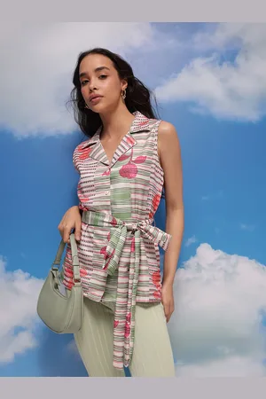 Corsica Printed Shirt Style Top with Belt