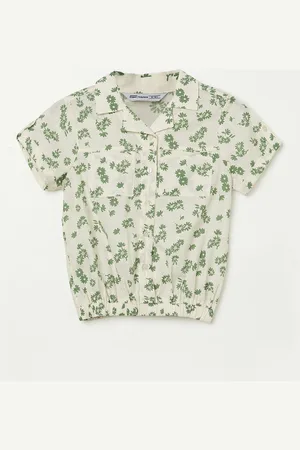 Lifestyle Girls Floral Printed Shirt Style Cotton Top