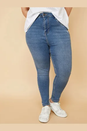 Max Collection Women Plus Size Low Distress Light Fade Stretchable Jeans