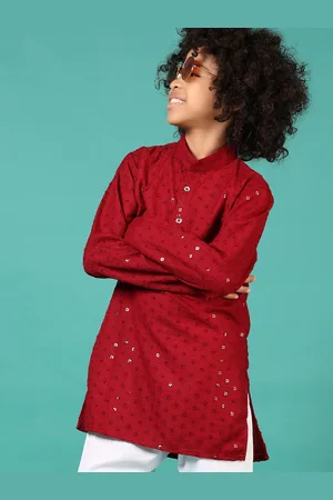 V-Mart Boys Embroidered Regular Sequinned Pure Cotton Kurta with Pyjamas