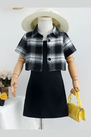 LULU & SKY Girls Checked Shirt with Skirt