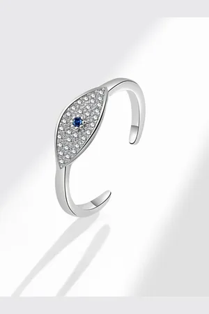 Myki Silver-Plated Stone Studded Evil Eye Finger Rings