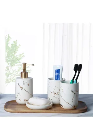 FabSeasons White 4 Pieces Bathroom Accessories Sets