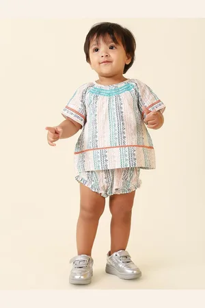 Fabindia Girls Printed Cotton Top with Shorts