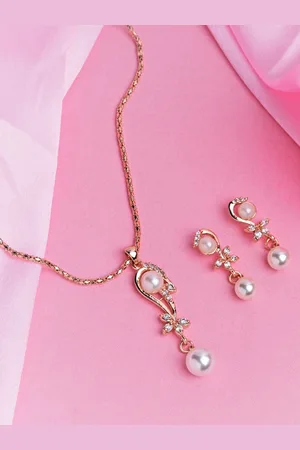 ESTELE Rose Gold-Plated Crystal Studded Jewellery Set