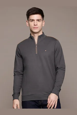 Louis Philippe Mock Collar Half Zipper Pullover Sweatshirt