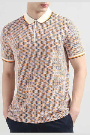 Original Penguin Men Geometric Printed Polo Collar Cotton T-shirt