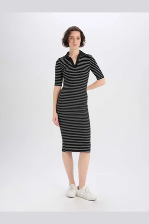 DeFacto Striped Midi Dress