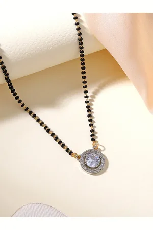 ESTELE Rhodium-Plated Crystals Studded Mangalsutra