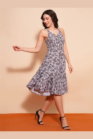 Globus Printed Halter Neck Fit & Flare Dress