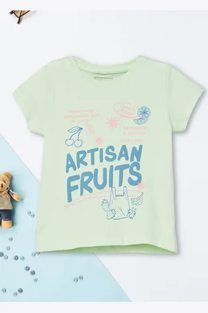 Max Collection Girls Typography Printed Raw Edge T-shirt