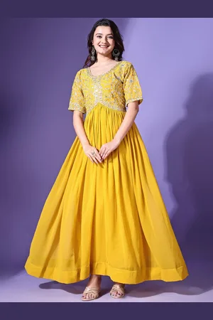 Ethnic Yard Women Floral Embroidered Georgette Kurta
