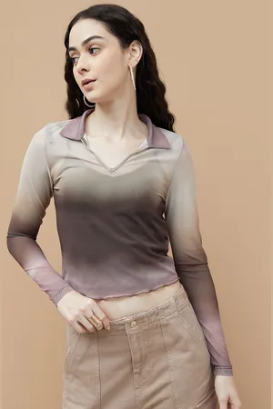 Lifestyle Women Printed Polo Collar Extended Sleeves Pockets T-shirt