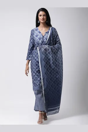 Hangup Women Grey & Blue Printed Dyed Dupatta