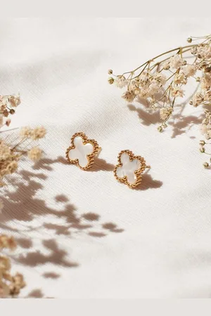 Salty Women Mother of Pearl Clover Earrings