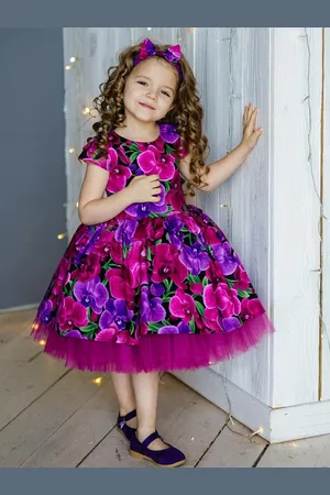 Miss & Chief Embellished Print Layered Satin A-Line Dress