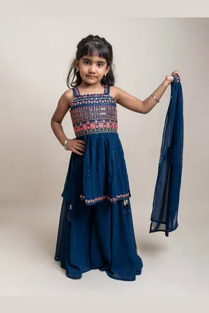 BAESD Girls Ethnic Motifs Regular Kurta with Palazzos & With Dupatta