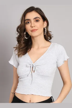 Broowl V-Neck Short Sleeves Regular Crop Top