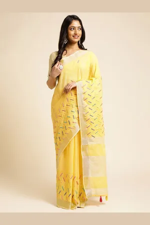 DIVASTRI Women Embroidered Zari Saree With Blouse Piece