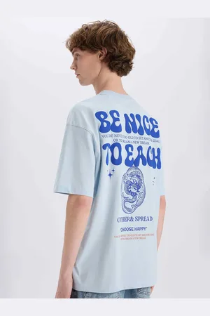 DeFacto Men Typography Printed Raw Edge T-shirt