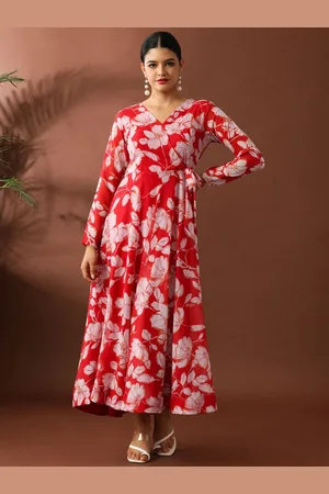 Jaipur Women Floral Printed Tie-Ups Wrap Dress
