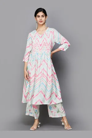 Lifestyle Chevron Printed V-Neck Regular Kurta With Palazzos