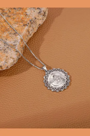 GIVA Men Rhodium-Plated Contemporary Pendants with Chains