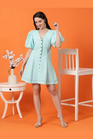 Blanc9 Women Puff Sleeve A-Line Dress