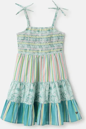 Blue Giraffe Print Fit & Flare Midi Dress