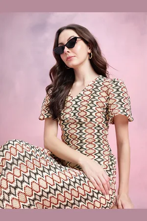 DressBerry Flared Sleeve Crochet A-Line Midi Dress